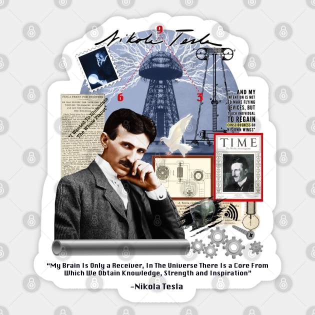 Nikola Tesla Collage LT Sticker by Nirvanax Studio